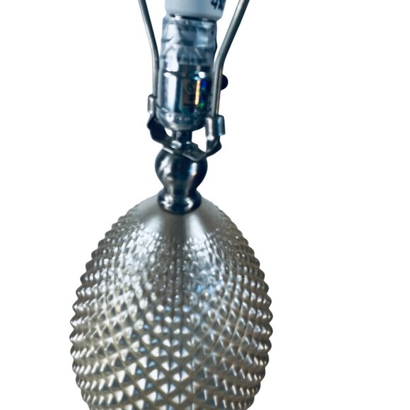 Vtg Diamond-Cut Champaign Glass Table Lamp Tear drop Silver-tone Base Medieval - Picture 2 of 8